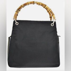 GUCCI Women's Grey/Black Leather Bamboo Handle